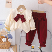 巴拉女童套装春季儿童秋季两件套宝宝洋气卫衣休闲裤子春装婴幼儿