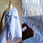 进口夹心线竖纹肌理双层棉线，布料半透服装细条纹破烂风设计师面料