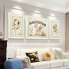 欧式客厅装饰画复古沙发背景墙三联画卧室花卉田园简欧壁画法式