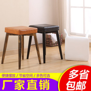 家用餐椅子现代简约铁艺椅子板凳化妆凳时尚梳妆凳方凳小凳子皮革