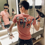 夏季印花短袖男韩版潮流男士修身T恤社会小伙网红体恤潮牌半袖男