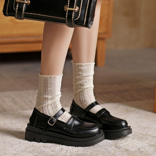 小皮鞋女2022年春季日系jk制服鞋松糕底学院风玛丽珍厚底高跟单鞋