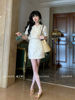 欣子野花芙夏季复古法式气质套装显瘦设计小众白色港风套裙女