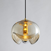 美式玻璃吊灯现代简约水波纹创意，个性餐厅咖啡厅极简卧室北欧灯具