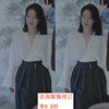 女士的品格刘敏涛安欣同款白色蝙蝠，袖衬衫高档设计感衬衣黑百褶裙