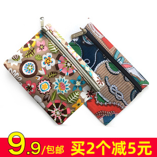 韩版帆布手机零钱包女布艺，手拿包防水小布袋，硬币包钥匙包拉链手包
