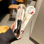 可爱卡通叉子筷子勺子套装上班族带饭学生便携旅行外出餐具三件套