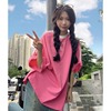 条纹字母短袖T恤女夏季韩版2023运动风刺绣宽松中长款上衣潮