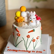 田园风兔宝宝周岁蛋糕装饰可爱萝卜小兔子摆件满月百天生日装扮