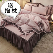 韩式公主风床裙四件套全棉纯棉，蕾丝被套少女，心床单双人床上用品