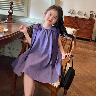 栀了成长记童装女童韩版紫色背心裙夏装，2024儿童a字摆连衣裙