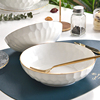 金边浮雕家用圆形菜盘子，碟单个陶瓷汤盘浅碗餐具简约骨瓷菜盘深盘