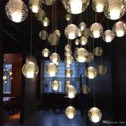 楼梯水晶吊灯简约现代客厅餐厅玻璃球灯美式流星雨吊灯创意灯