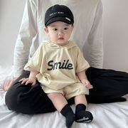 夏季韩版婴儿衣服男童，纯棉短袖宝宝可爱卫衣，两件套装薄款分体夏装