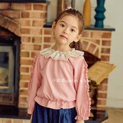 2023秋季韩国童装coribb儿童，女孩淑女公主荷叶，领长袖t恤