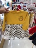 韩国中小童装 春女童宝宝黄色拼接圆点长袖洋气韩版连衣裙