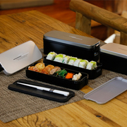 Asvel双层饭盒微波炉加热分格大容量日式便当盒成人学生塑料餐盒