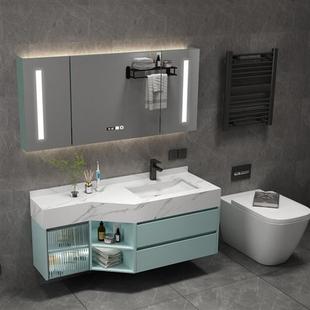 2023切角智能岩板一体盆浴室柜，组合卫生间斜角智能洗手洗脸台盆柜