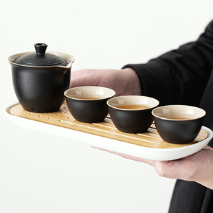 旅行茶具套装快客杯便携式露营户外旅游泡茶杯一壶三杯茶壶小印制