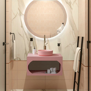 北欧人造石浴室柜组合一体洗手盆洗脸盆粉色挂壁挂墙洗漱台盆柜