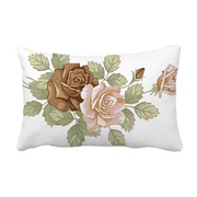 黑白玫瑰手绘花卉抱枕靠枕腰枕沙发靠垫双面含芯礼物