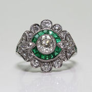 欧美宫廷复古经典，饰品祖母绿宝石镶钻女款戒指首饰