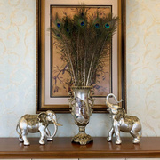 欧式高档创意孔雀客厅玄关电视柜边几美式招财大象装饰品花瓶摆件