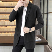 香港男士开衫毛衣春季韩版修身潮流毛线衫帅气青年中长版针织外套
