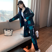品牌运动服套装，女2024年春秋季时尚中学生韩版迷彩休闲两件套