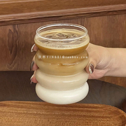 ins风奶呼呼可爱玻璃杯早餐牛奶，杯创意简约酸奶，杯透明圈圈咖啡杯