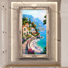 地中海油画手绘欧式玄关过道装饰画酒店背景墙画美式客厅风景挂画