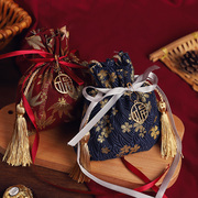 复古创意结婚喜糖袋布袋喜糖盒子拎绳伴手礼婚礼糖果包装袋中国风