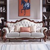 美式实木真皮沙发，简约客厅沙发组合欧式小户型轻奢头层牛皮拉扣