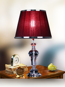 红色温馨卧室水晶台灯，结婚房现代简约时尚欧式装饰客厅创意床f头