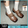 MIO米奥2024年春季纯色粗低跟牛津鞋复古学院风系带休闲女鞋