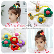 粉可爱韩国儿童，发饰品头饰五瓣花，木质小兔子盘发头绳发绳