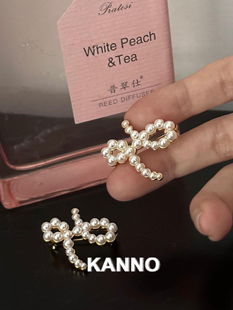 Kanno春季甜美蝴蝶结珍珠胸针日常百搭服饰配件