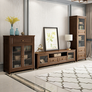 美式乡村实木电视柜组合柜，高低地柜客厅小户型简美现代简约家具