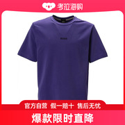香港直发hugo boss雨果博斯男士紫色印花圆领套头舒适短袖T恤衫