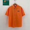 橙色美式夏季薄款短袖衬衫，女半袖韩版夏日百搭多巴胺穿搭工装男