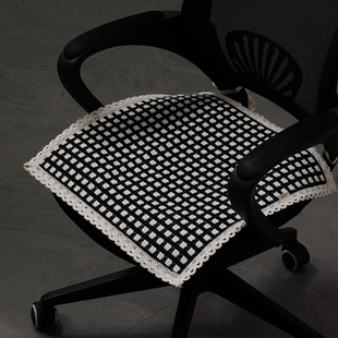 黑色办公椅垫连体椅子垫纯棉，棉麻垫子单人布艺沙发垫坐垫凳子座垫