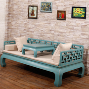 古朴彩漆新中式仿古家具老榆木罗汉床实木现代明清多功能沙发床榻