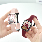 适用applewatch8表带苹果手表硅胶折叠磁吸表带S8小蛮腰腕带iwatch7/6/5/4/SE代表带41/45mm运动防水女生夏季