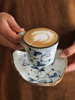 日本进口 美浓烧和风三角盘咖啡杯 陶瓷复古咖啡套装带碟杯子