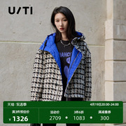 uti联名款双面千鸟格短款大衣女 时尚两面穿外套尤缇2023冬季