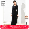 mymo蕾丝长袖连衣裙，m3l531j朗黛秋季气质，圆领黑色长裙