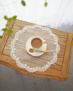 a26美式白色蕾丝杯垫法式圆形，茶几小餐垫，花瓶垫茶盘防尘布桌布垫