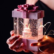 可爱飘雪音乐盒儿童生日礼物女孩女生八音盒风灯摆件水晶球小夜灯