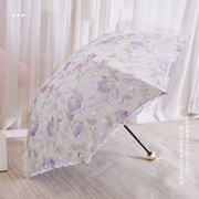 太阳伞雨伞折叠降温公主，紫外线遮阳伞晴雨蕾丝，防防晒女生两用双层