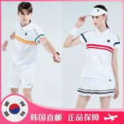 VITRO 韩国羽毛球服上装 男女款翻领运动短袖T恤短裤短裙速干套装